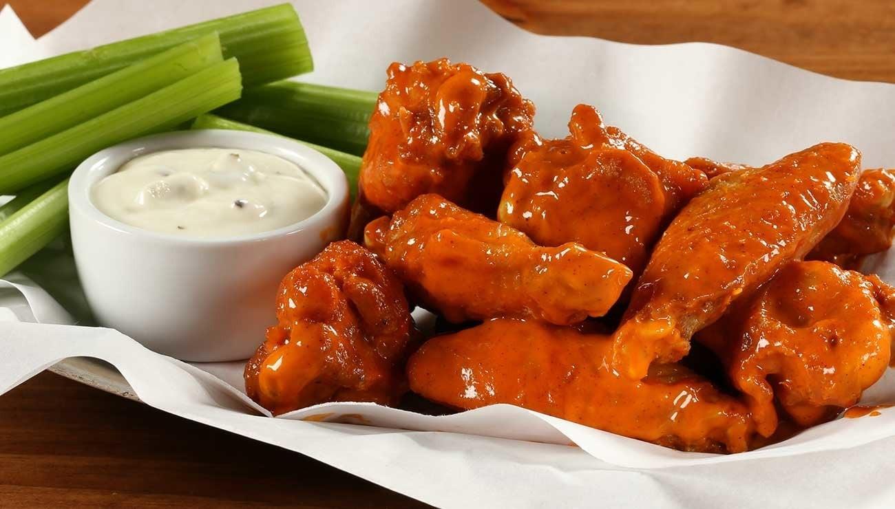 Wings, celery, and ranch sauce